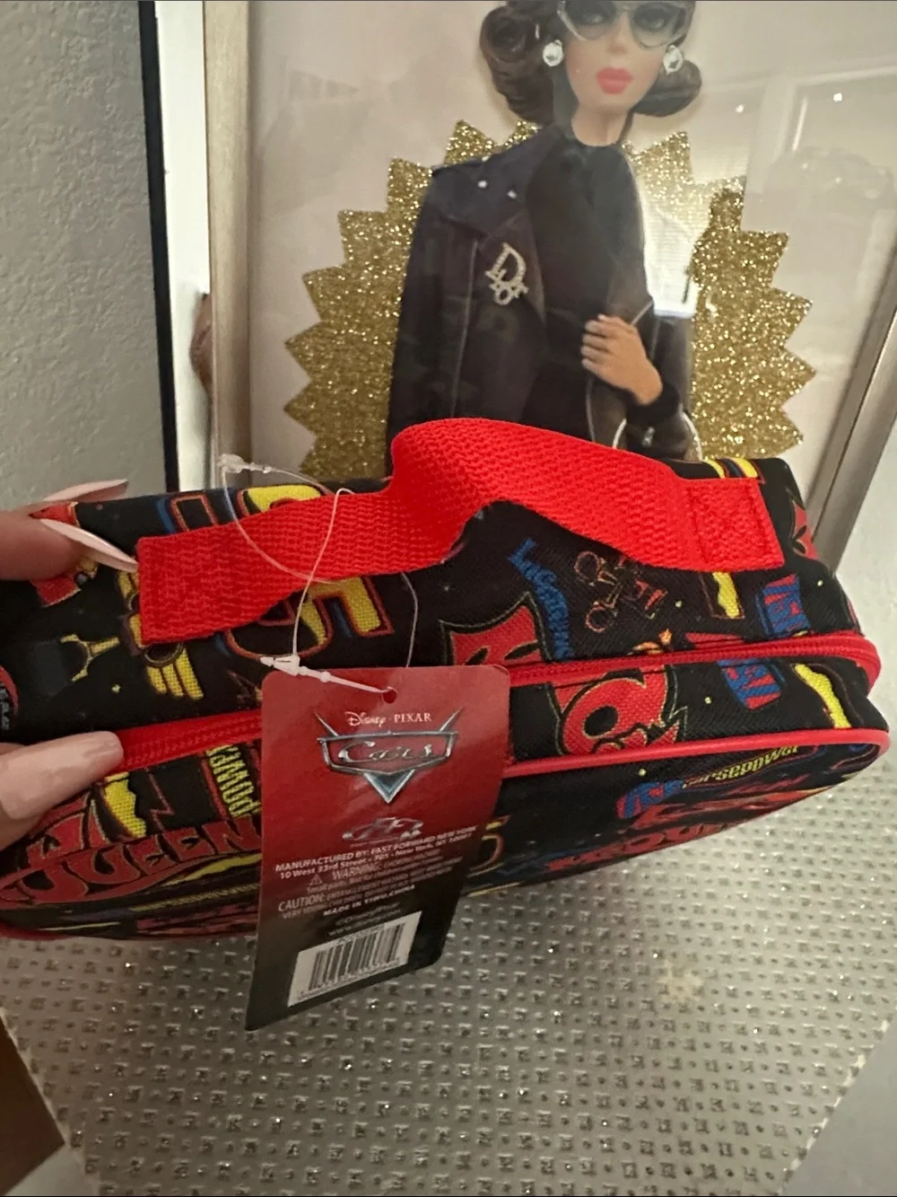 Disney Cars Lightning McQueen Black & Red Kids Lunch Bag NWT